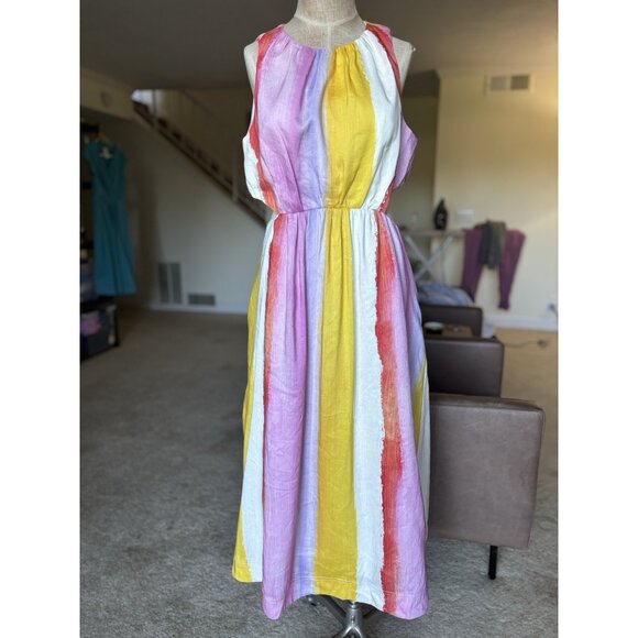 Aje Dress Size US 16 Imagination Cut Out Cocktail Party Stripe Rainbow - Picture 4 of 16